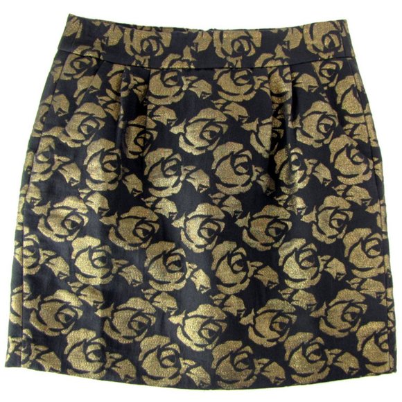 SALE! Floral Shimmery Gold Short Mini Skirt - Picture 1 of 3